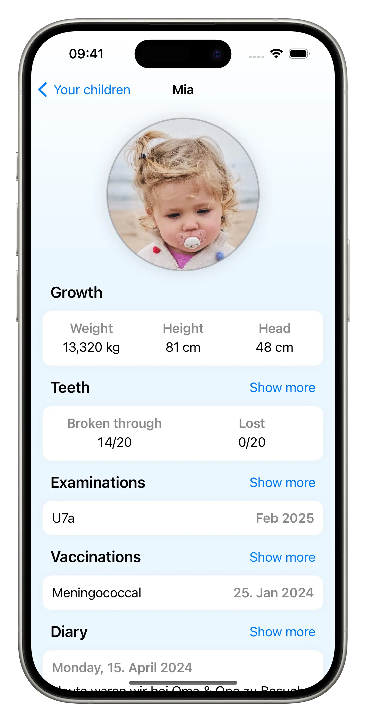 Vaccinations and checkups view